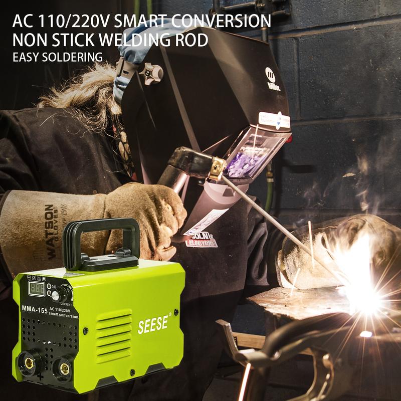 SEESE 155Amp welder machine, Stick Welder, AC 110/220V smart conversion, LED Display Digital Welder, Portable MMA Arc Welder