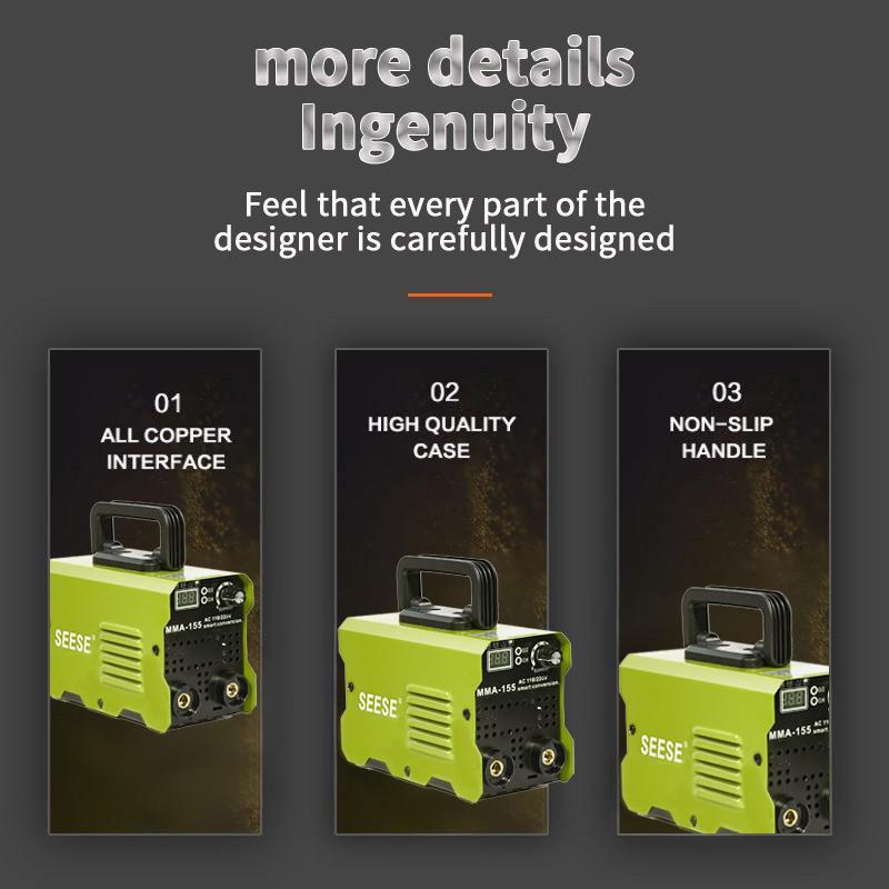 SEESE 155Amp welder machine, Stick Welder, AC 110/220V smart conversion, LED Display Digital Welder, Portable MMA Arc Welder